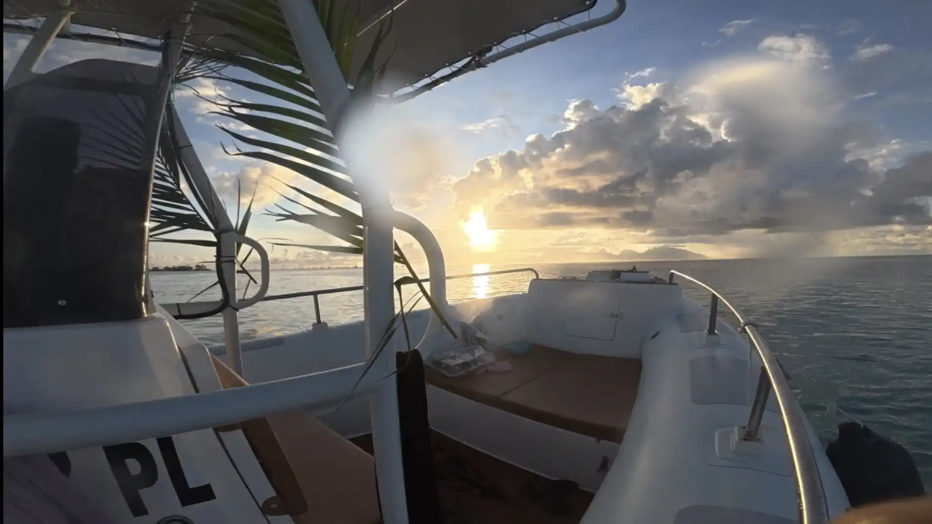 chilling boat sunset